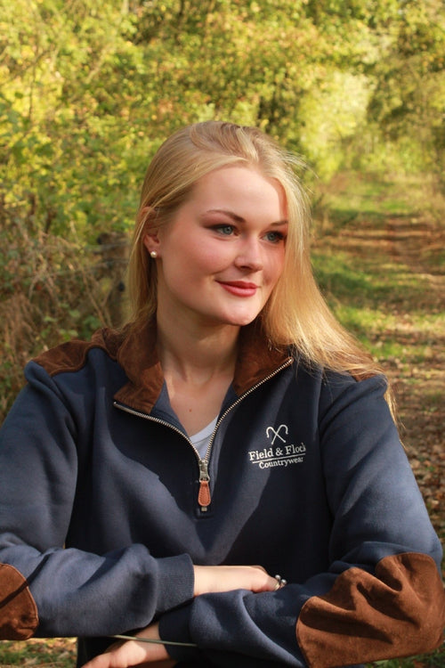 Navy and Suede Quarter Zip