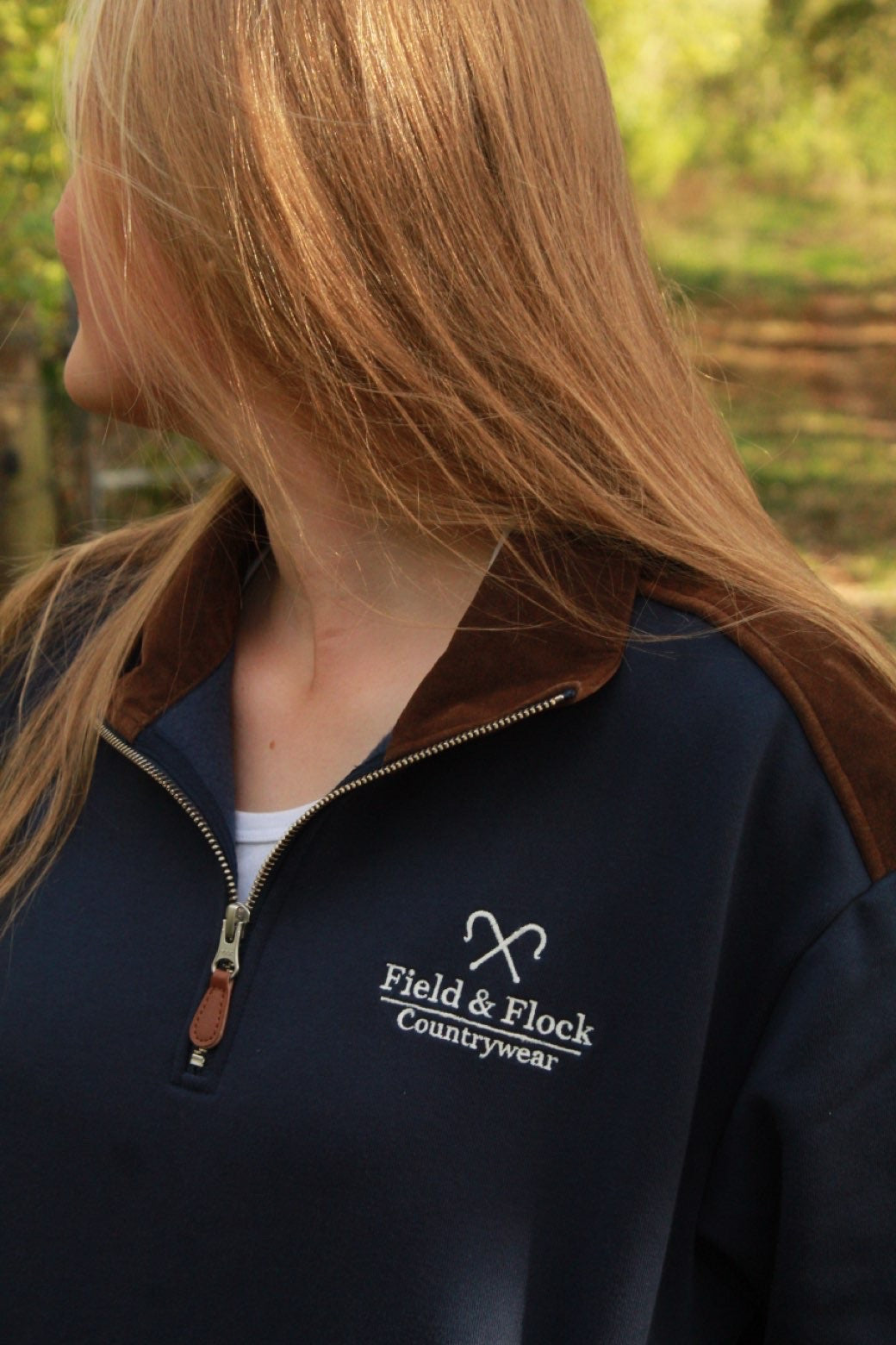 Navy and Suede Quarter Zip